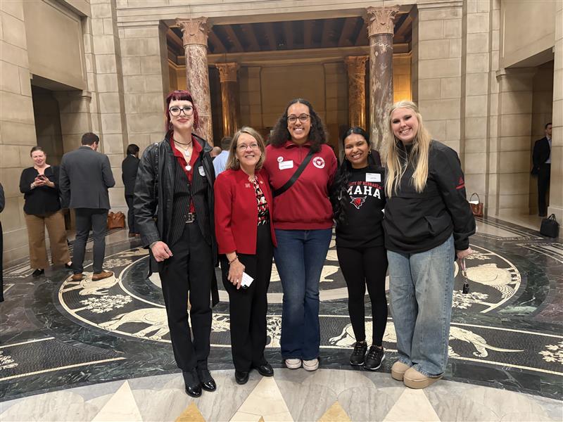 UNO’s I Love NU Day delegation in the Nebraska State Capitol rotunda.  