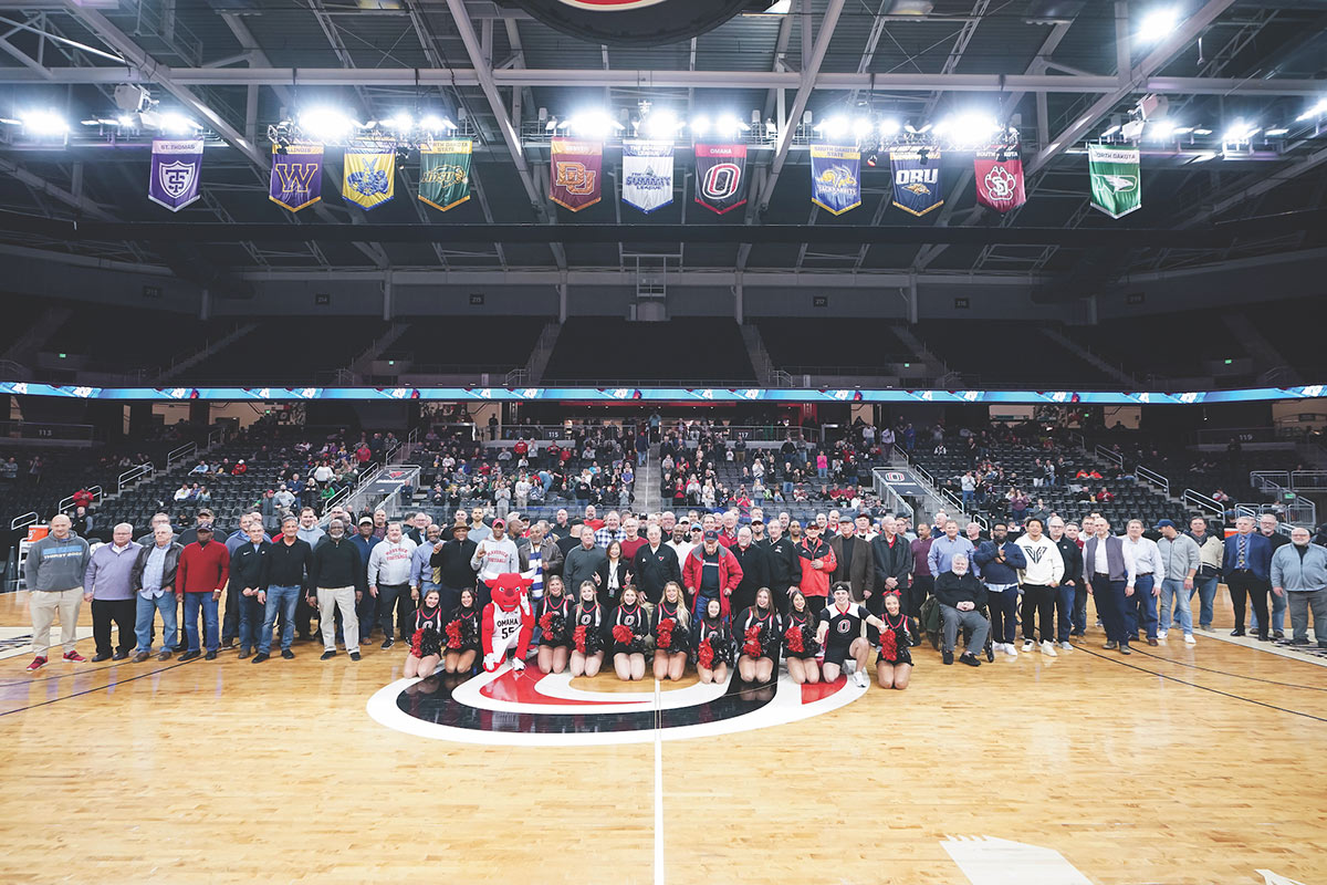 More than 200 attended the first-ever Omaha Football Alumni Reunion on January 12, 2023, at the Omaha vs. North Dakota basketball game at Baxter Arena.