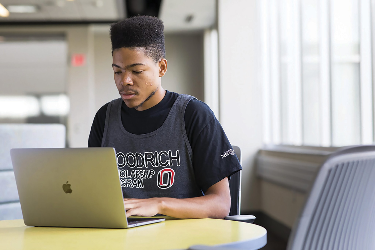 student studying at table