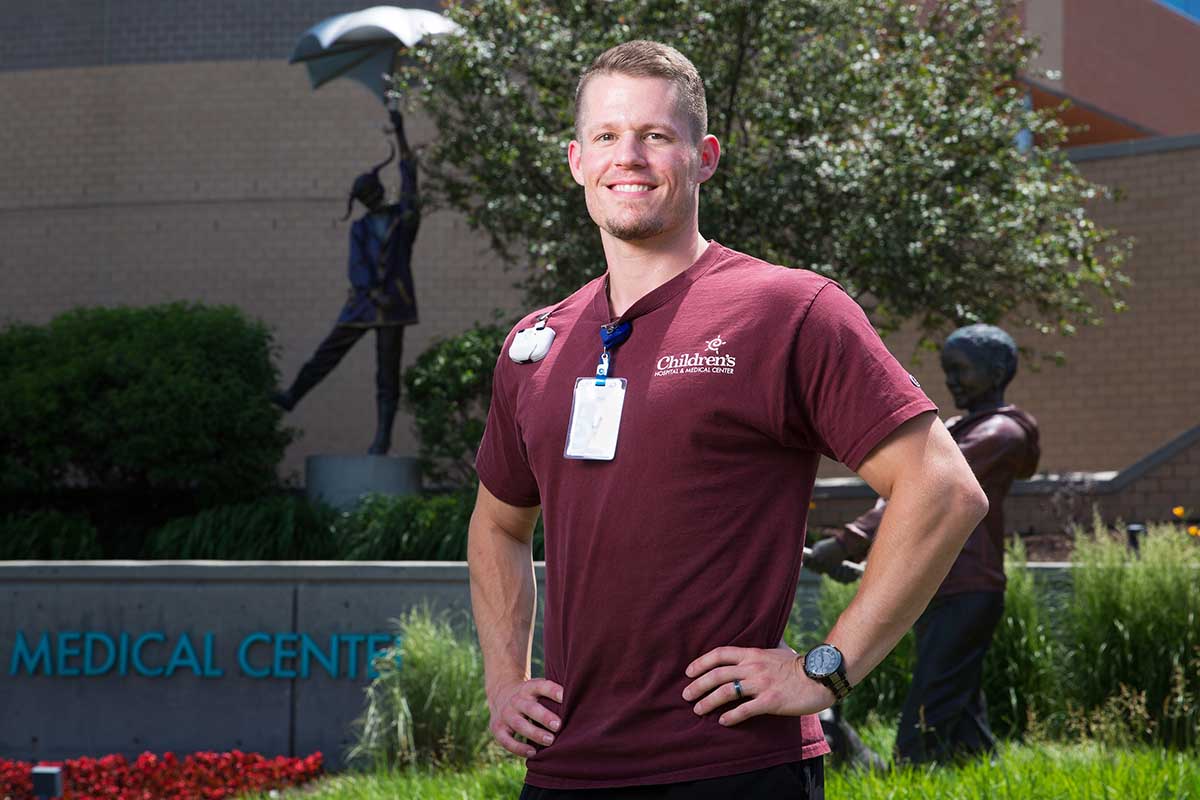 Caleb Ross, Cardiac Exercise Physiologist at Children's Hospital and Medical Center, earned his Master of Science in Health and Kinesiology from UNO's College of Education, Health, and Human Sciences and Graduate Studies.