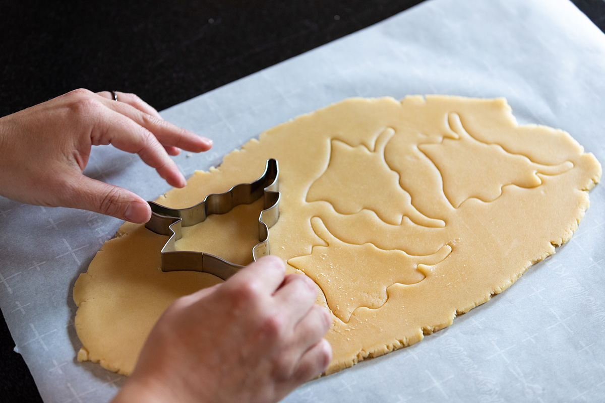 Dough stamped with the Maverick cookie cutter