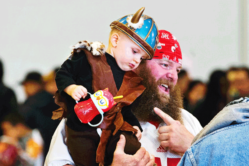 Father and son at halloween party