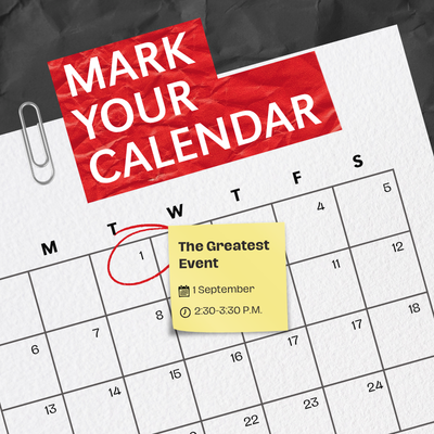 A graphic with a calendar emphasizing  the dates of meetings in the information below that says Mark Your Calendar.