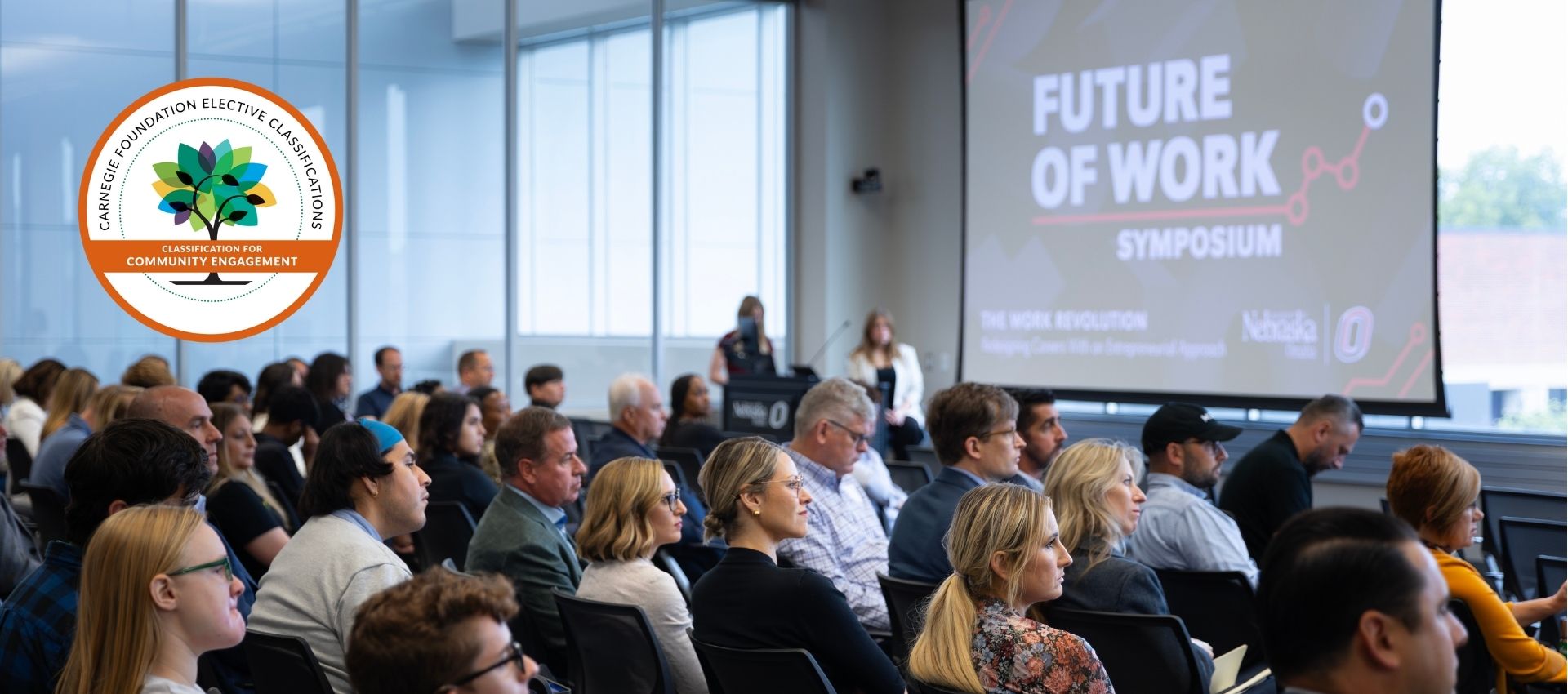 Future of Work event taking place in the UNO Barbara Weitz Community Engagement Center. 