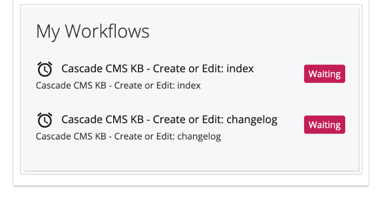 screen shot of workflow notification in cascade.