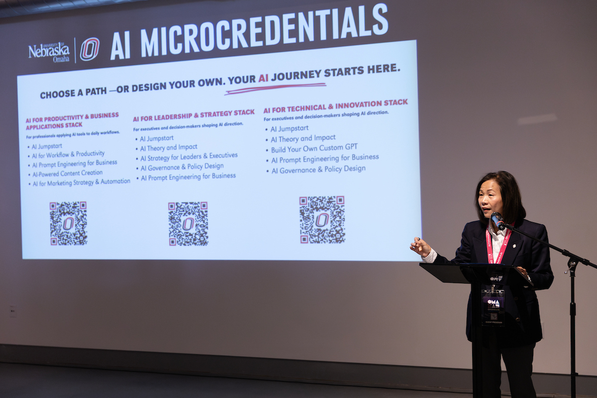 uno chancellor joanne li presents on ai microcredentials