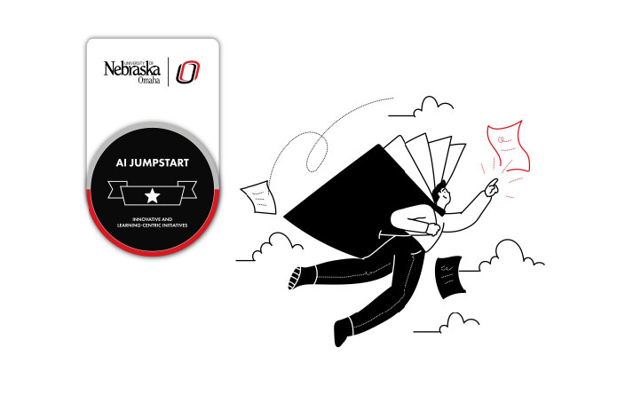 Promotional graphic for an AI Jumpstart course or microcredential, likely featuring text and visuals related to artificial intelligence and skill development.