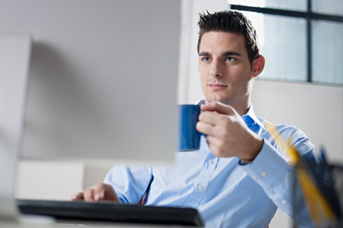 Business man working at computer