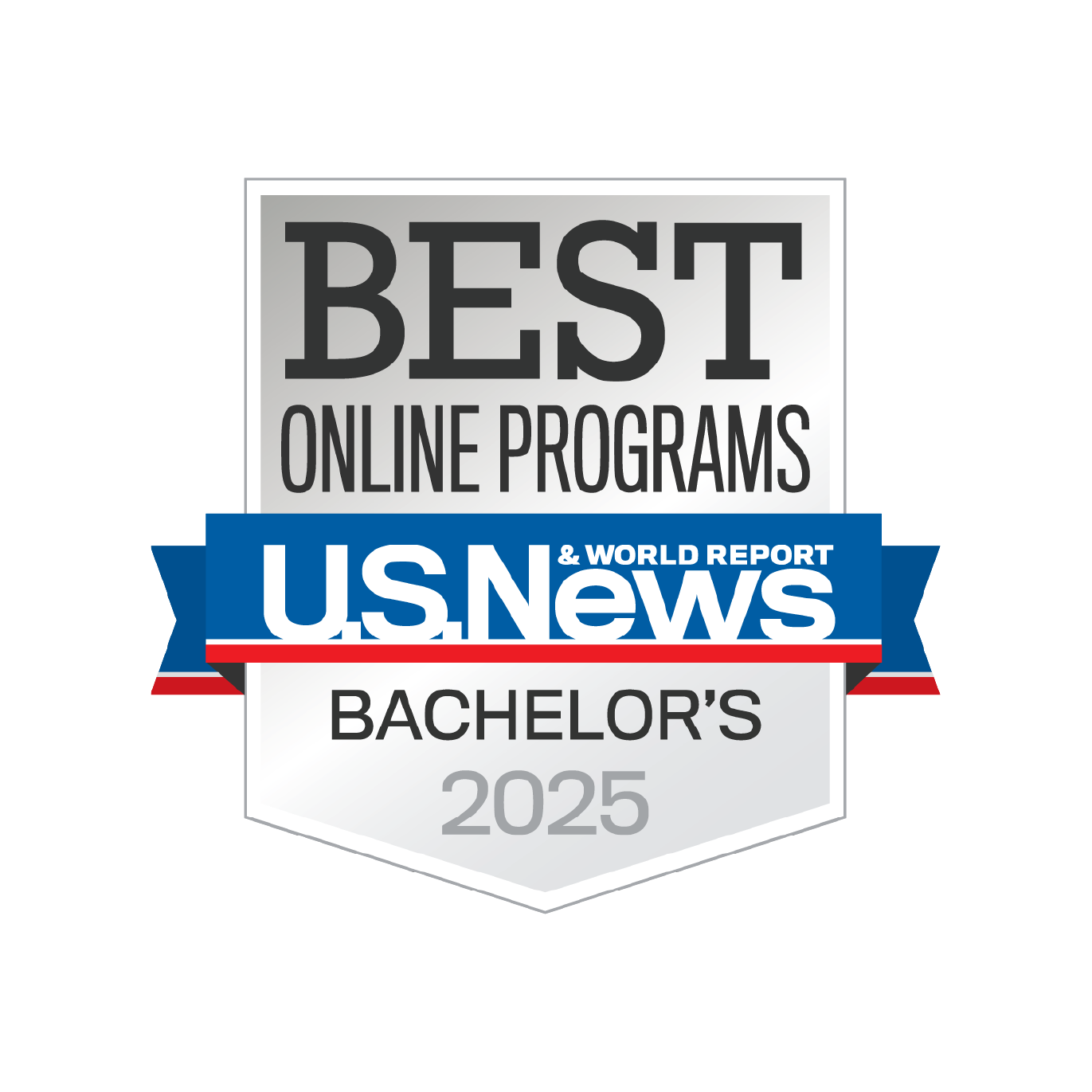 U.S. News & World Report badge for Best Online Programs in 2025.