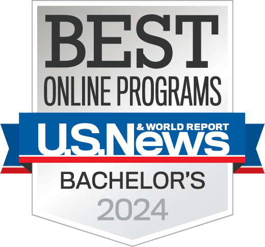 U.S. News & World Report badge for Best Online Programs, specific to bachelor's degree programs in 2024.