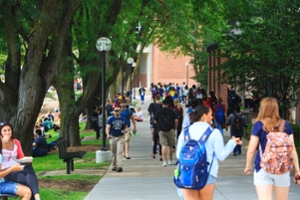 Students walking on campus