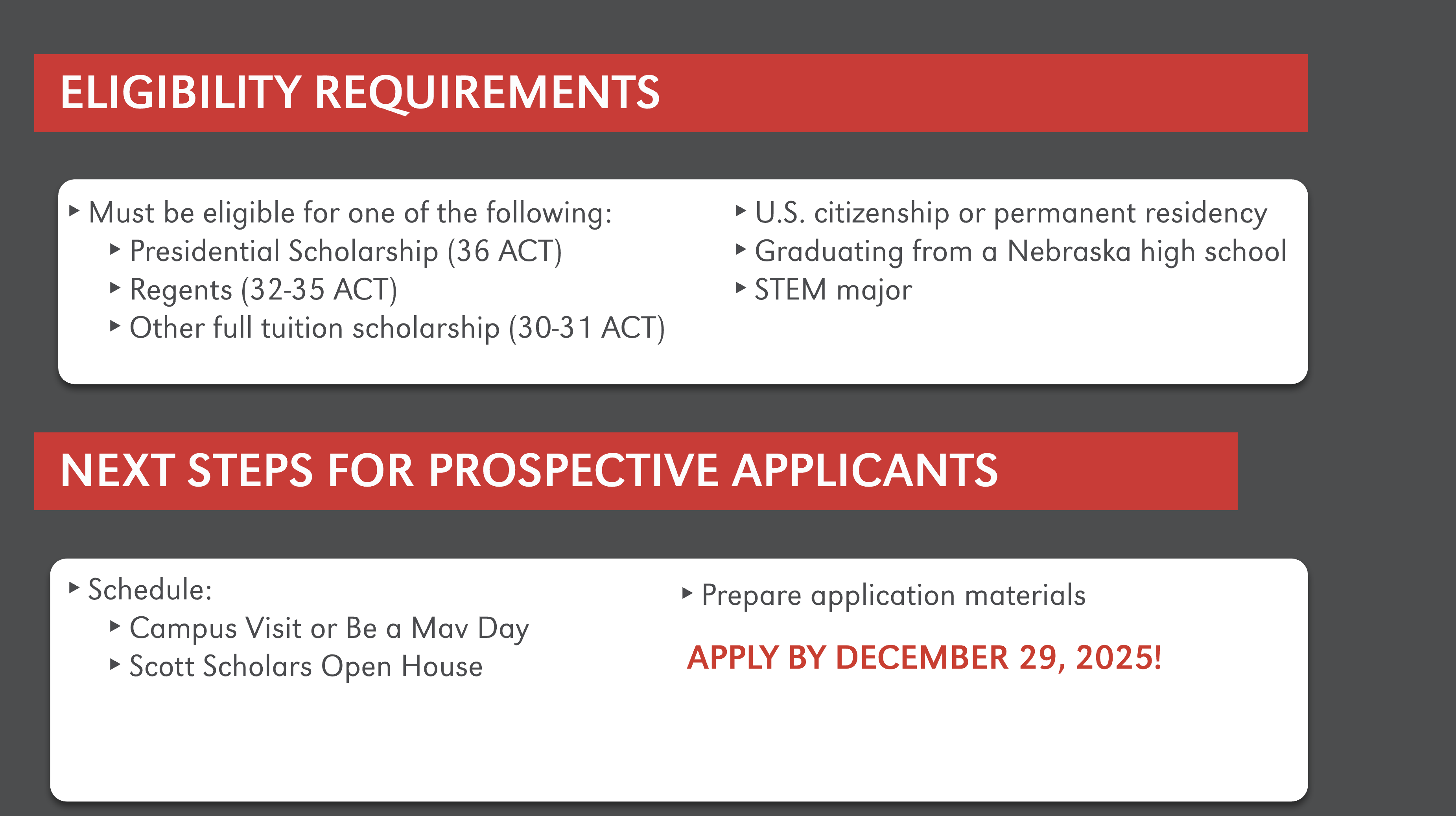 Eligibility requirements arranged in a printable image, all information displayed above as text.