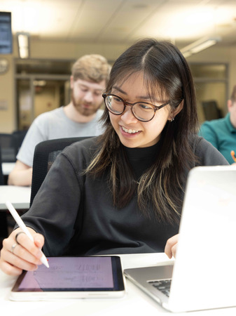 a student works on an assignment.