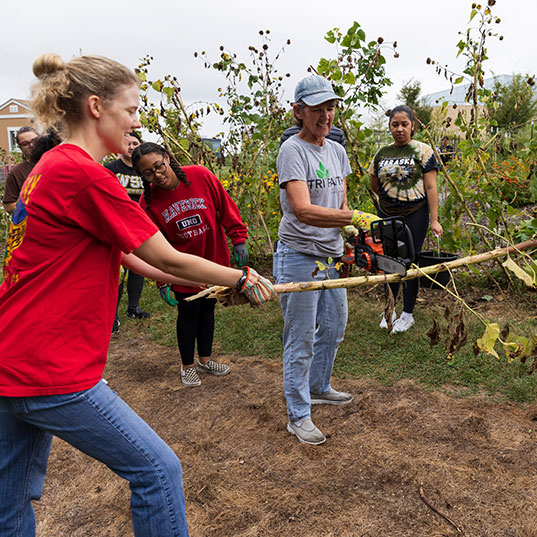 UNO faculty working with community partner.