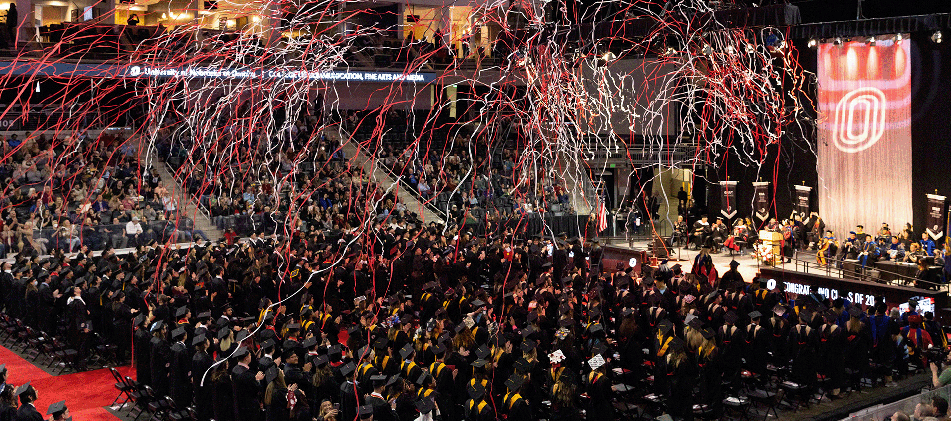 streamers filling the air at baxter arena