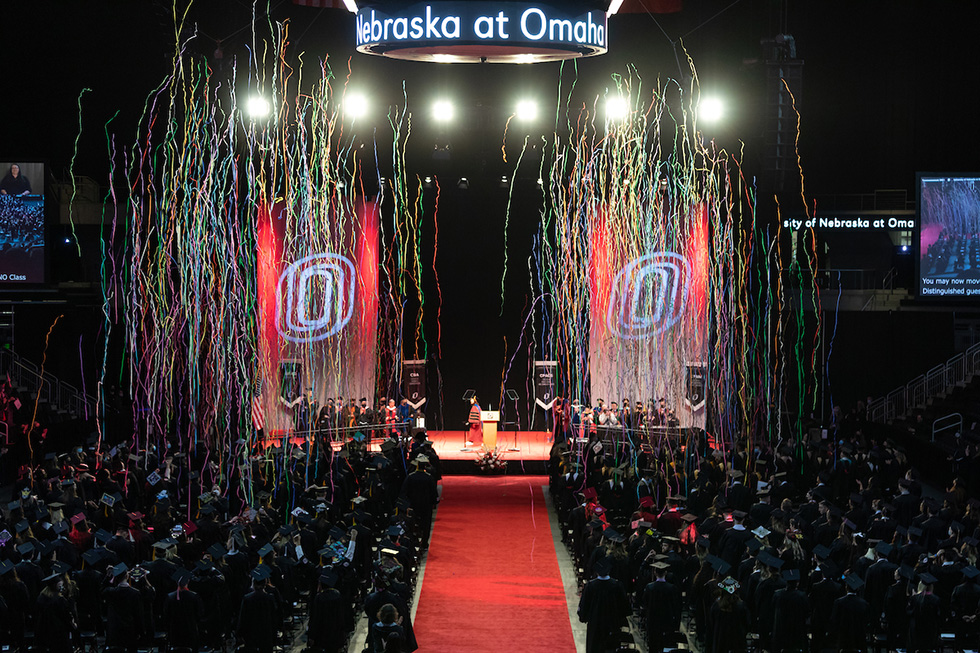 streamers filling the air at baxter arena
