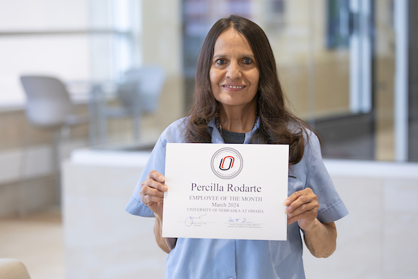 Percilla Rodarte was named Employee of the Month on Monday, March 25, 2024, at the University of Nebraska at Omaha in Omaha, Nebraska.