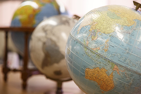 A still life photo of three globes