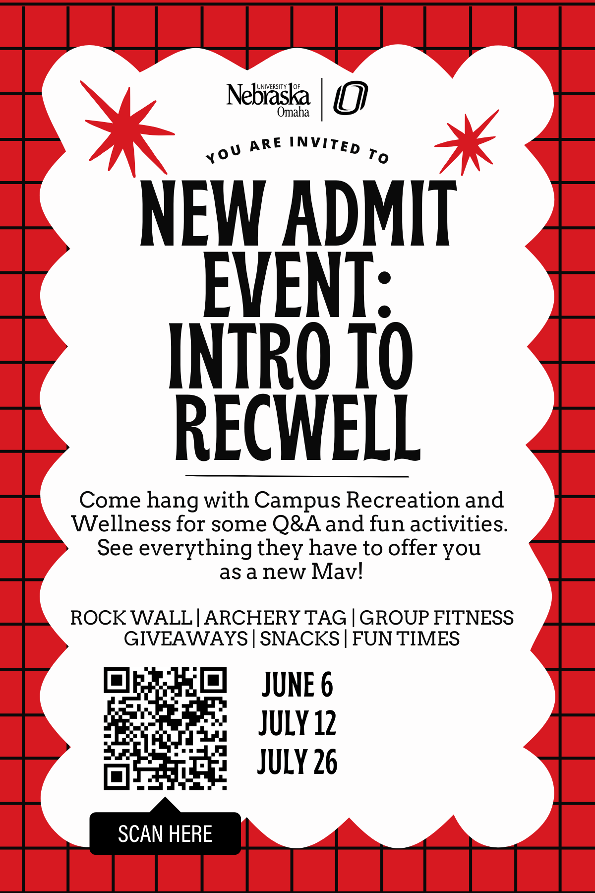 Invitation to join us for Intro to Recwell - an event with UNO's campus recreation and wellness department.