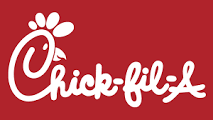 White letters spelling Chik-Fil-A on a red background. 