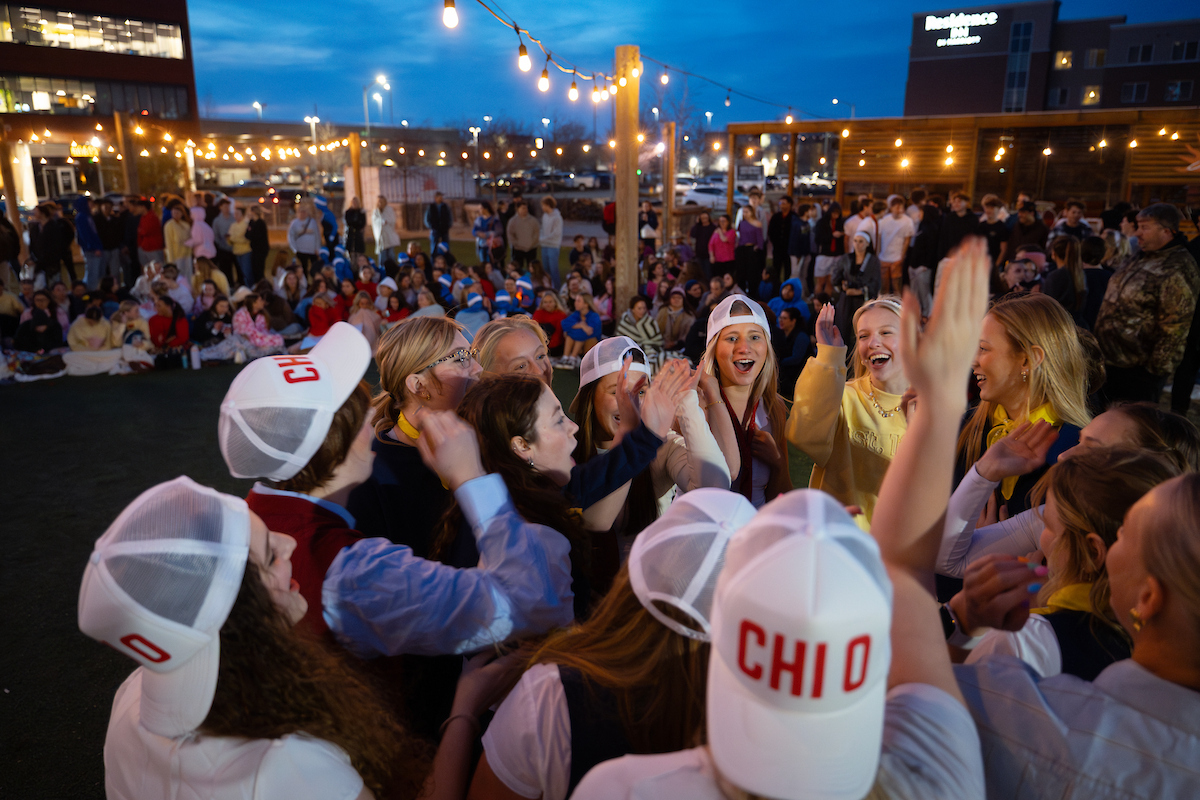 Chi O members attend Lip Sync night