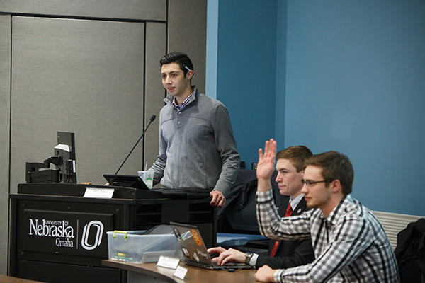 Members at a student government meeting.