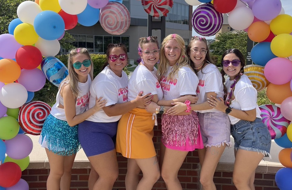 two women of ZTA at bid day 