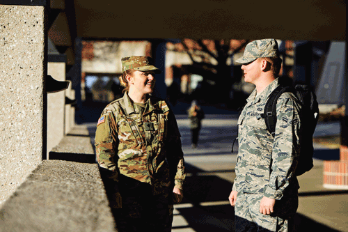 Military and veteran students in uniform