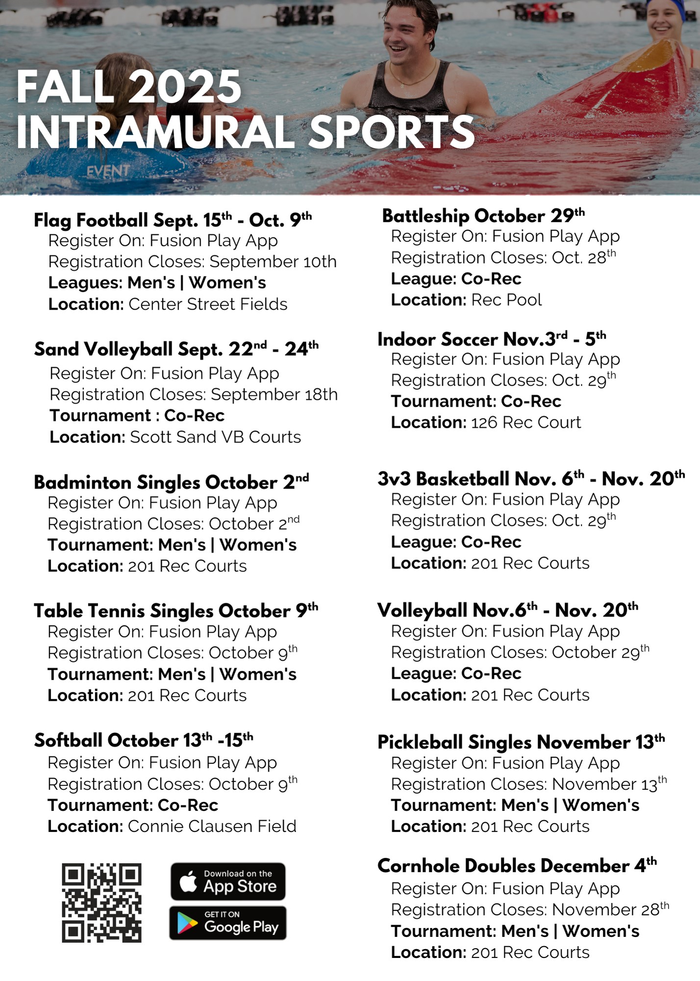 Fall 25 IM schedule