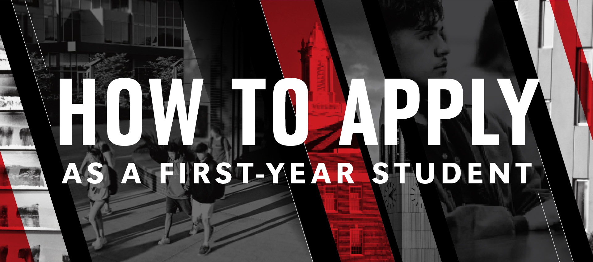 graphic collage of uno and how to apply first year students