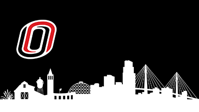 click to download the zoom background uno logo with omaha skyline