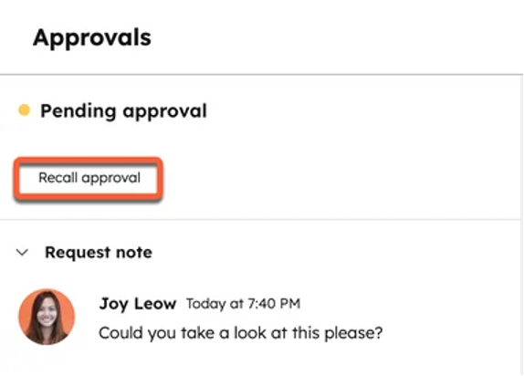 a screenshot of a sidebar in hubspot.