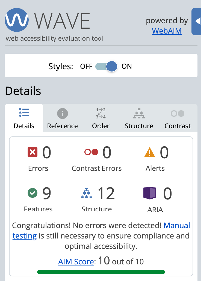 screen shot of a wave webpage