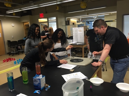 WiSTEM student members held a table at UNO STEM University. The magnetic slime was the main attraction.