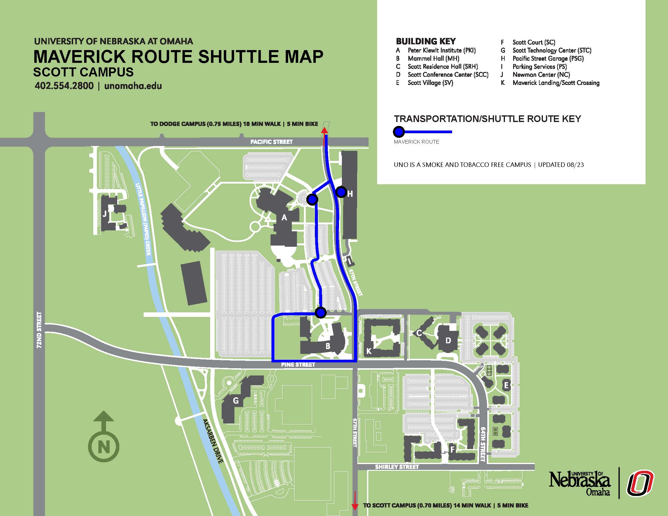 Map of Maverick shuttle route.