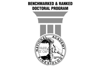 the national academy of kinesiology logo with the words benchmarked and ranked doctoral program above it.