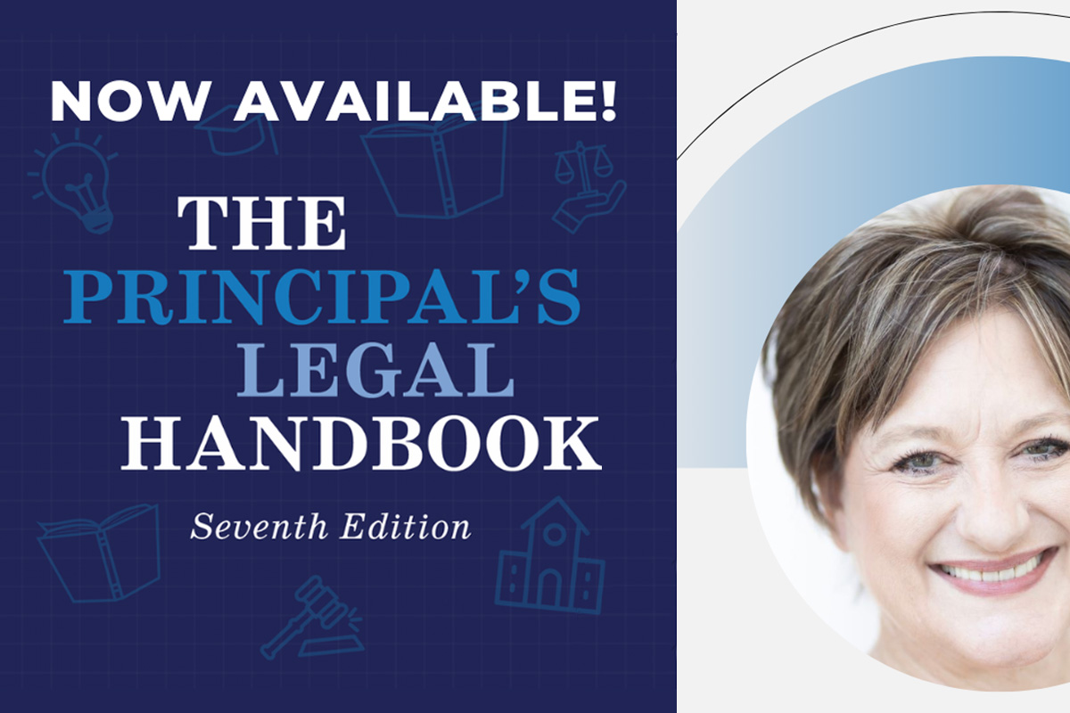 Headshot of Dr. Jeanne Surface, with the text: The Principal's Legal Handbook 7th Edition Now Available!