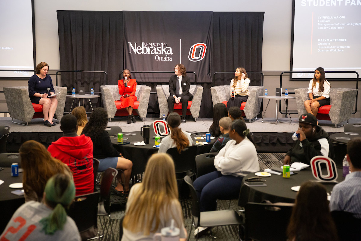 UNO students participated in a panel discussion about their paid internships and opportunities for all Mavericks.