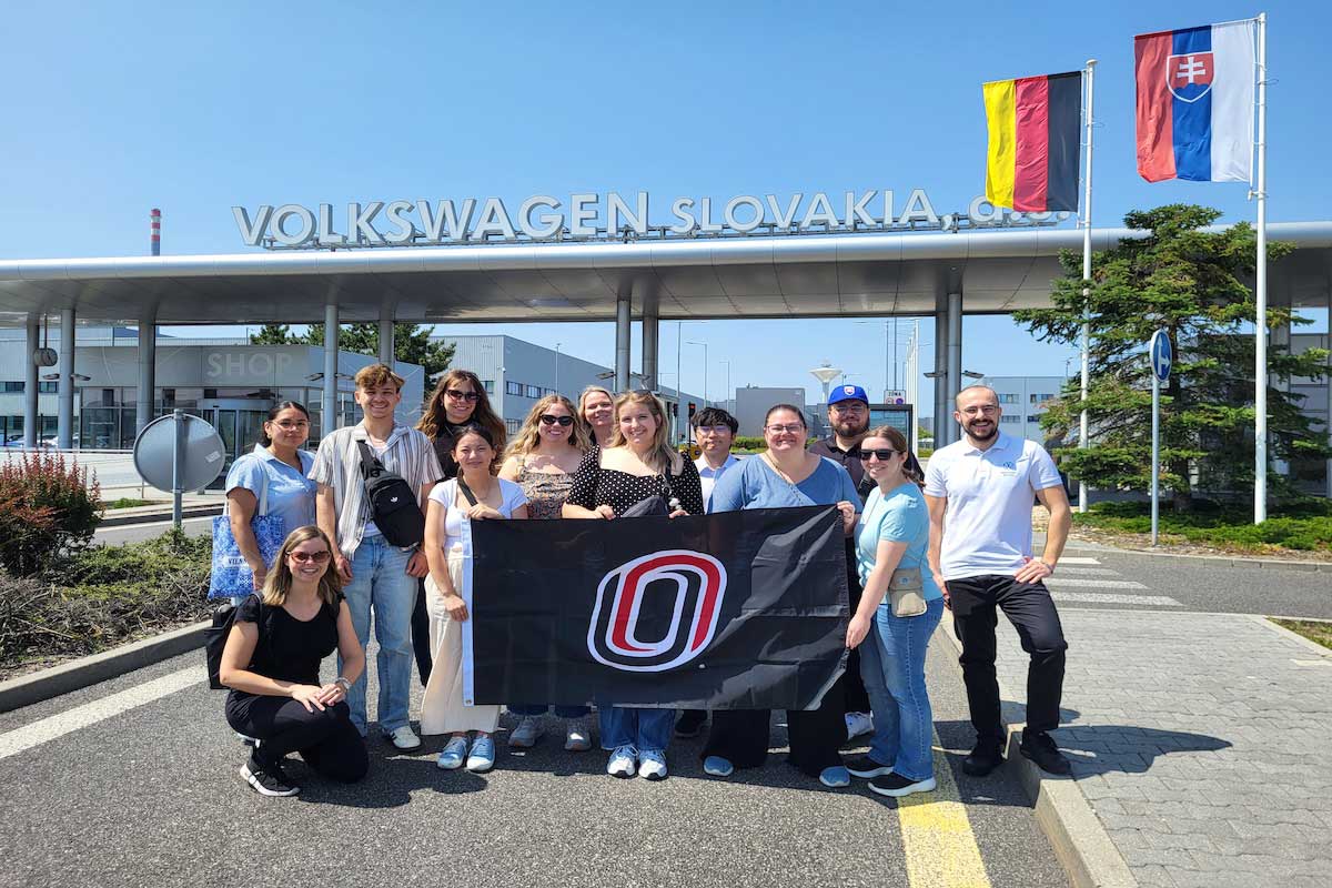 Anne Thomas, an MBA student at the University of Nebraska at Omaha, during her study abroad experience in Slovakia, Austria, and Hungary, exploring new cultures, businesses, and gaining valuable career insights.