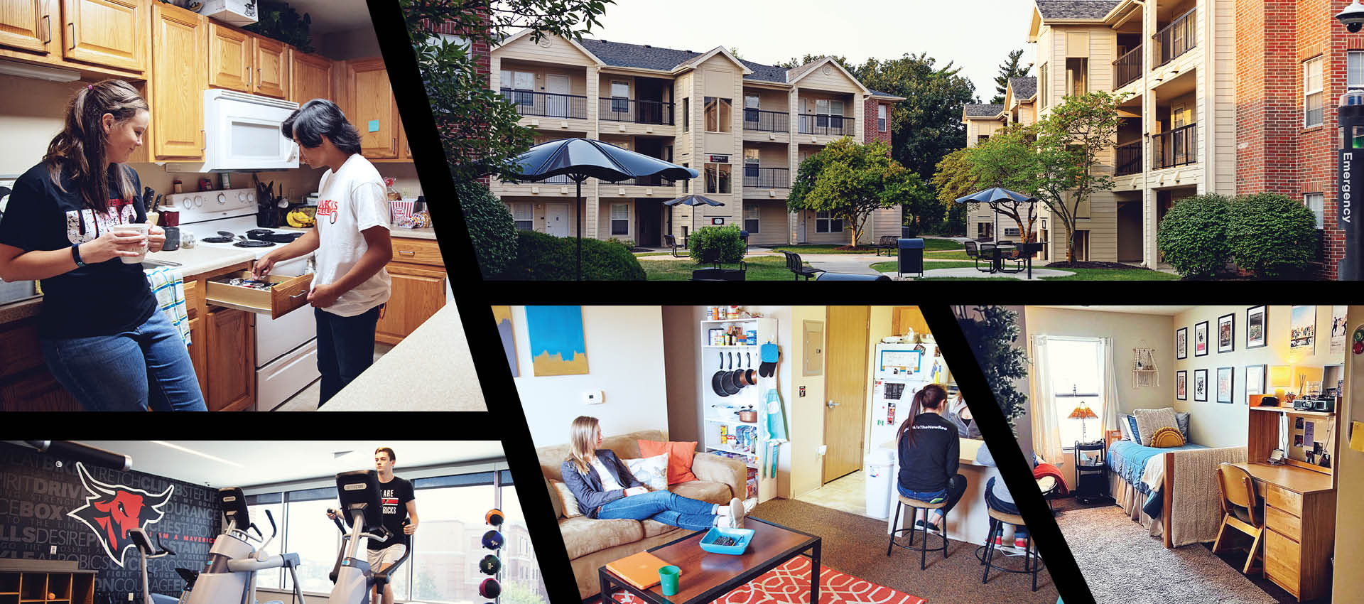 Photo collages of various scenes of students on campus
